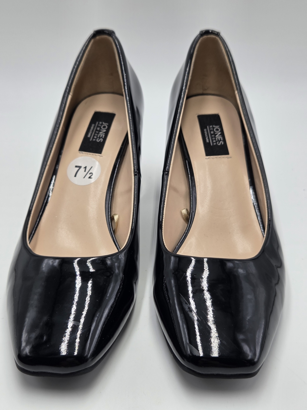 Jones New York Women's 7½ Pumps Shoes Black Patent Shoe Slip-on Italy Aurora - Picture 2 of 9